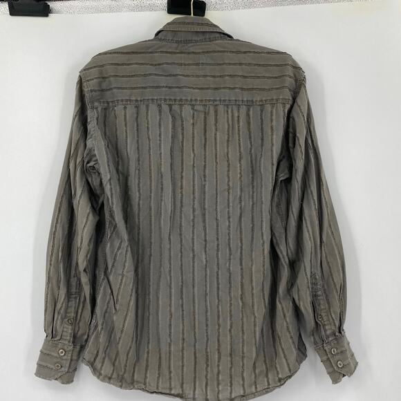 Franky Max Y2K Textured Gray Long Sleeve Button Up Rockabilly Grunge Men’s Med - Picture 2 of 10